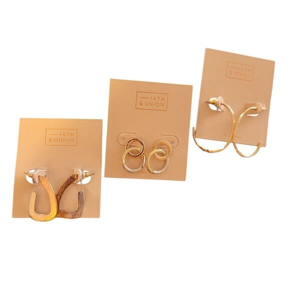 14th & Union Gold Hoop Earrings Set - Picture 1 of 4